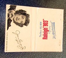 1940s Raleigh 903 Moisturized Cigarette EMPTY Matchbook Featuring JOAN Crawford picture