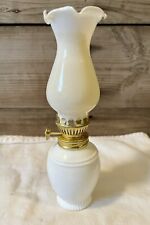 Retro Milk Glass Miniature 8-Inch Kerosene Or Oil Lamp With Shade picture