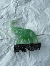 Vintage Vita Faux Jade 4” Elephant Figure Plastic Made In Hong Kong picture