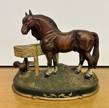 Cast Iron Doorstop Horse Trough Rooster Farm Country rustic VTG 9” X 12” picture