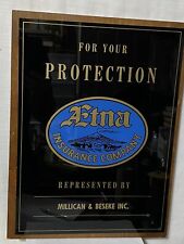 Vintage Aetna Insurance Company Reverse Painted Sign Mounted on Wood picture