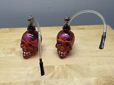 (Red) Painted Design Mini Blown Glass Skull Shaped Tobacco Water Pipe/Bubbler picture