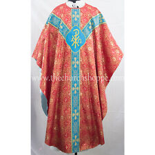 Metallic Red gothic vestment mass and stole set,casula,casel,casulla picture