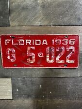 VINTAGE 1936 FLORIDA TAG TRUCK LICENSE PLATE #G 5-022 picture
