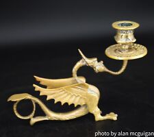 Brass Griffin Candlestick Holders Set Of Two picture