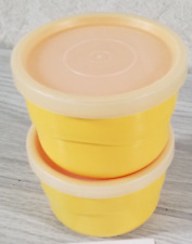 Two Vintage Tupperware 4oz 110ml Stackable Snack Cups #2547 Yellow w/Lids picture