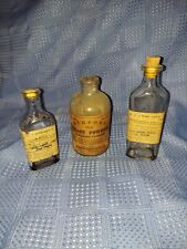 Antique Old Mini Glass Bottles Rumford Yeast Powder + 2 Medicine Bottles  picture