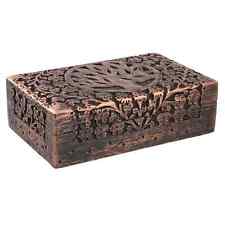 Matte Copper Finished Hand Carved Mango Wooden Jewelry Organizer Box Storage picture