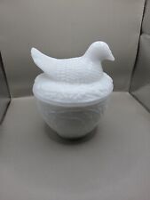 Avon White Milk Glass Dove Bird on Nest Covered Vanity Trinket Dish Bowl Vtg picture