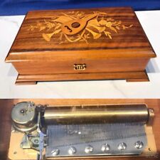 Key Wind SWISS REUGE cylinder music box ,Airs Song,Walnut & Glass Case picture