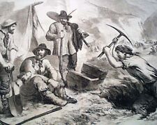 Great California GOLD RUSH Miners Mining Diggings ILLUSTRATION Print 1856 News picture
