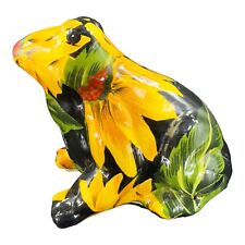 Vintage La Vie Sunflower Patchwork FROG Large Figurine Wrapped Figure 5.5”Tall picture