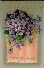 Postcard Holiday Best Wishes Flowers Divided Back Posted picture