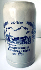 German 1 liter Beer Stein Stoneware Vintage Klosterbrauerei  Kreuzberg Rhon 1731 picture
