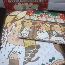 Vintage Amscan Christmas Angel Paper Garlands Cut-Outs NOS Lot/2 Gold White picture