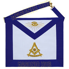 Handcrafted 100% Lambskin Blue Lodge Past Master Apron with Gold Bullion Threads picture