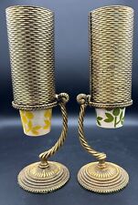 Vintage Brass / Gold Tone Dixie Cup Dispenser Yours and Mine (set of 2) picture