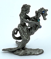 Vintage Spoontiques Fine Pewter Mermaid on Seahorse Gemstones 1992 Miniature picture