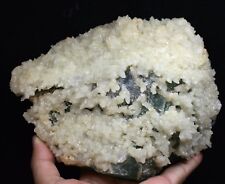 5.5lb NATURAL Green Fluorite Grow With Calcite Crystal Cluster Mineral Specimen picture