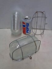 Pair INDUSTRIAL LAMPS small wire cage & glass Vintage 1970 - 1980 ? FOR PARTS picture