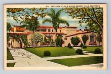 Beverly Hills CA-California, Residence Of Joe E Brown, Antique Vintage Postcard picture