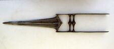 1850's Antique Old Hand Carved Damascus Iron Indo Mughal Sword Tiger Knife Katar picture
