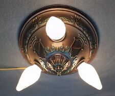 1920's-1930's Brass 3-Bulb Ceiling Fixture, 10