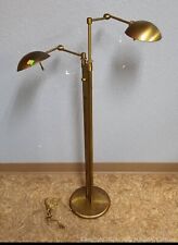 2000s Vtg Brass MCM Adjustable Two Light Halogen Floor Lamp Holtkoetter w/SHADES picture