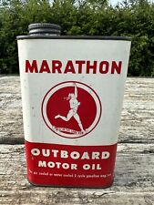 Vintage Marathon outboard motor oil can. One Quart. Empty  picture