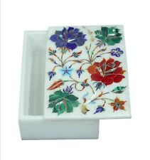 Rectangle Marble Giftable Box Shiny Gemstone Inlay Work Dining Table Decor Box picture