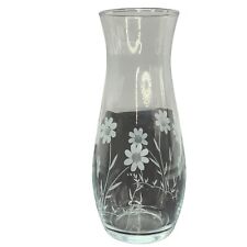 Pasabahce Etched Clear Glass Vase With Flowers 6.75