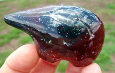 Unique BLOODSTONE Agate Crystal Zuni BEAR Animal Totem Carving Fetish For Sale picture