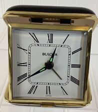 Vintage BULOVA Folding Travel Alarm Clock Black Case Made In Japan picture