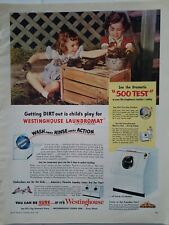1952 Westinghouse laundry dryer little girls making mud pies vintage ad picture