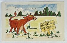 STATE EXPERIMENTAL FARM. Cow. Funny Vintage Postcard picture