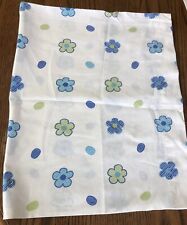 Vintage Blue & Green Retro Flowers Cotton Pillowcase picture