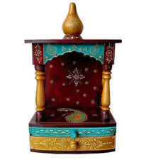 Beautifull Maroon Hand painted wooden Home Temple with Drawer, Wall Decorative picture