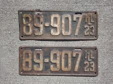 Vintage 1923 Illinois license plate pair 89-907 DMV Ford Chevy Dodge Original picture