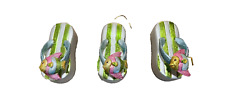 Christmas  Tree Ornament Green Stripped Flip Flop with Angel Fish picture