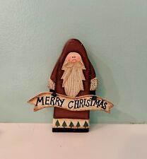 Santa Claus Merry Christmas Greeter Welcome Standing Decor - Carved of Wood picture