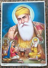 India 70s Large Off Set Print Guru Nanak With Nanaki picture