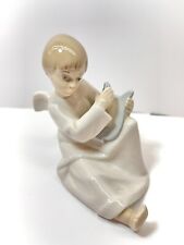 LLADRO NAO Spain Seated Boy ANGEL Playing Harp Porcelain Figurine EARLY MARK picture