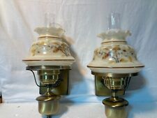 Vtg Pr. Quoizel wall sconces 1977 light fixture Roses/ Tulips Glass Shades picture