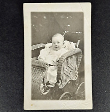 ANTIQUE PRE-WW1 POSTCARD BABY IN BUGGY DOWNIE STUDIO MERRILL WI RPPC - UNPOSTED picture
