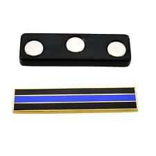 Magnetic Thin Blue Line Police Citation Bar Mourning Pin Gold Uniform Merit  picture