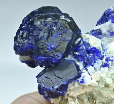 376g Ultra Rare Top Blue Hauyne Crystals w/ Calcite and Pyrite On Matrix ,VIDEO picture