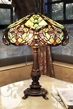 23” Tiffany Style Victorian Stained Glass Double Lit Table Accent Reading Lamp picture