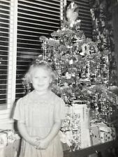 ED Photograph Girl Portrait Christmas Tree Decorated Gifts Presents picture