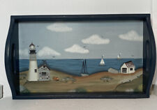 Hand painted Wooden Serving Tray Nautical Theme From Designers At Crazy Mountain picture