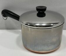 Vintage REVERE WARE 3 Qt. Copper Bottom 1801 Sauce Pan Pot With Lid Clinton ILL picture